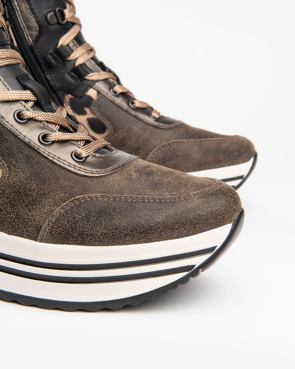 Sneakers Alte Donna in Pelle e Materiale Tecnico